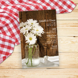 Mason Jar e White Daisies Menu Casamento de Países