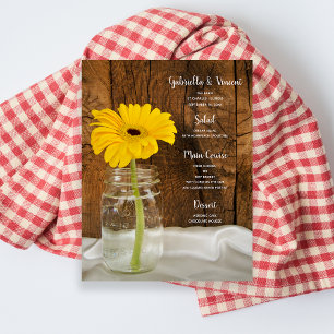 Mason Jar e Yellow Daisy Country Weding Menu