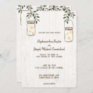 Mason Jar & Fireflies - Convites De Casamento Russ