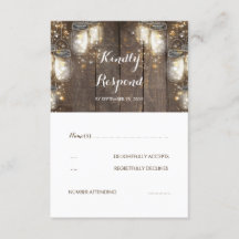 Mason Jar Firefly Luz Rustic Wedding RSVP