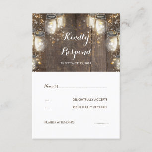 Mason Jar Firefly Luz Rustic Wedding RSVP