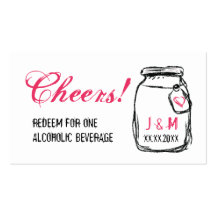 Mason Jar & Pink Heart Drink Ticket