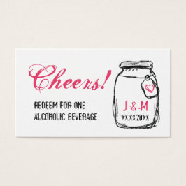 Mason Jar & Pink Heart Drink Ticket