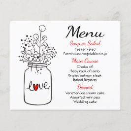 Mason Jar Rust Menu Black Red Floral