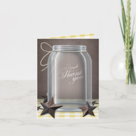 Mason Jar Rustic Stars Amarelo Obrigado Cartões