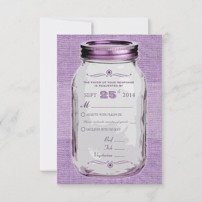 Mason Jar Rustic Vintage Parece RSVP Personalizado (Frente)