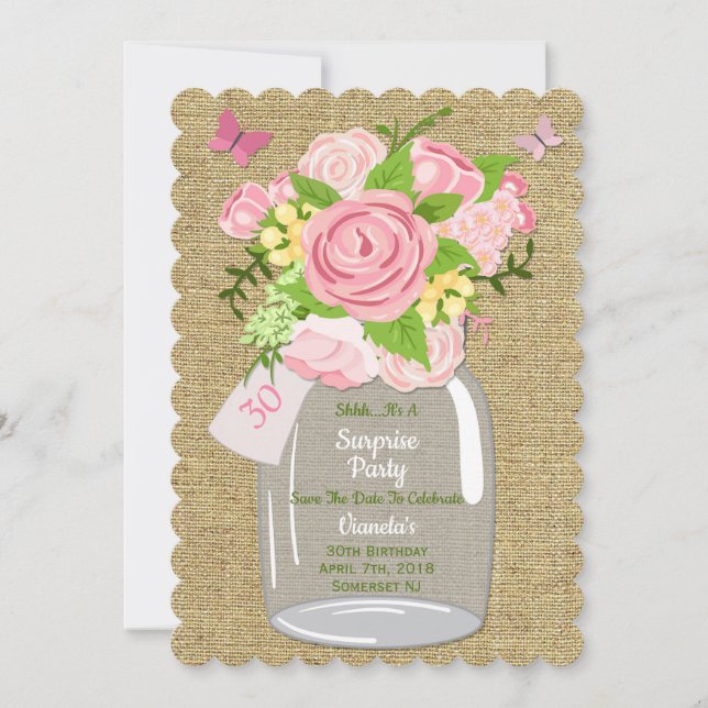 Mason Jar Salve a Data Convite (Frente)