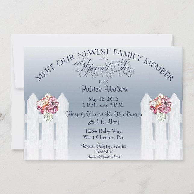 Mason Jar Sip e Consulte Convite (Frente)