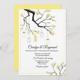 Mason Jar sobre o Convite para Casamento de Árvore