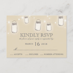 Mason Jar String Lights Blush Pink Weding RSVP