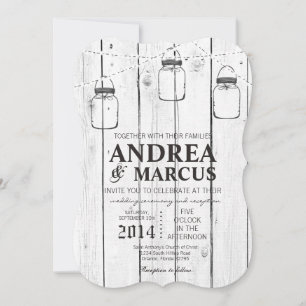 Mason Jar String Luzes 5x7 Convite de Casamento