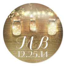 Mason jar-string luzes adesivos de casamento
