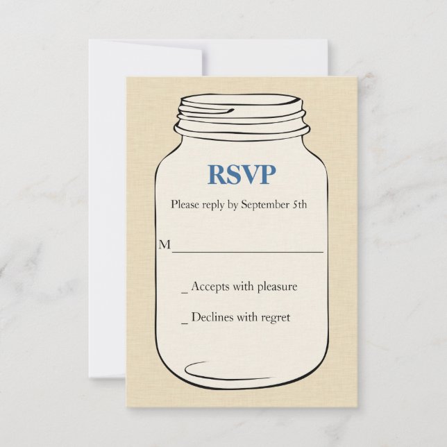 Mason Jar Style 2 Weding RSVP - Azul (Frente)