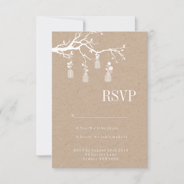 Mason Jar Wedding RSVP (Frente)