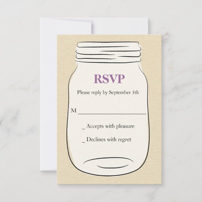 Mason Jar Wedding RSVP - Roxo (Frente)