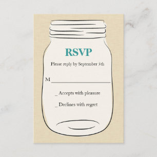 Mason Jar Wedding RSVP - Teal
