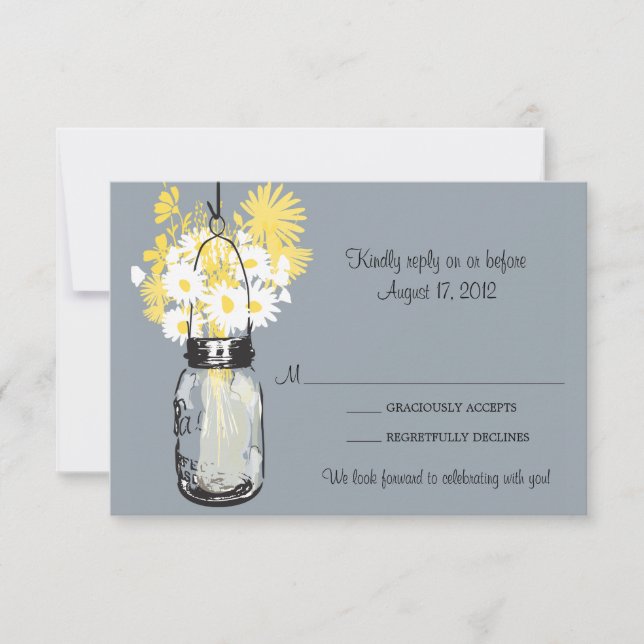 Mason Jar & Wildflowers RSVP Card (Frente)