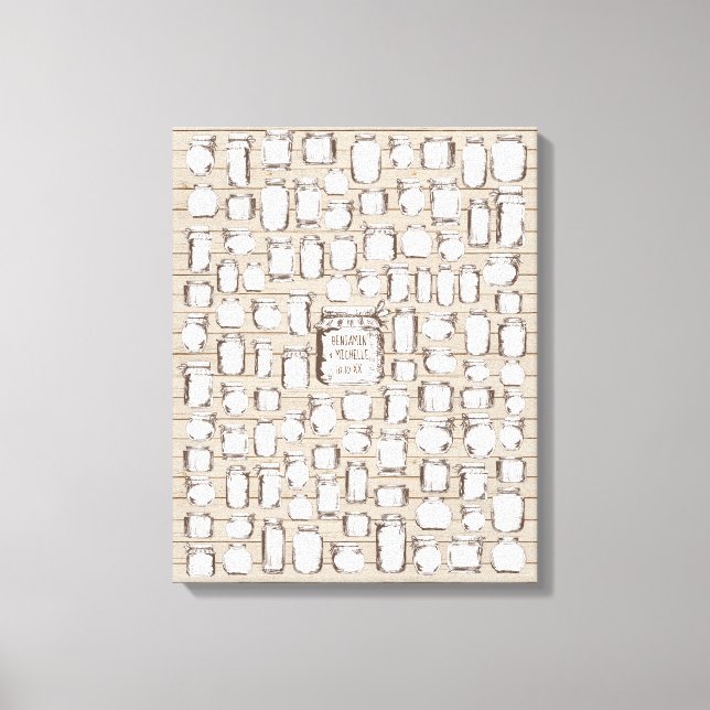 Mason Jars - Livro de Convidados de Canvas de Assi (Frente)