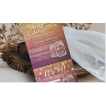Mason Jars String Luz Rustic Wood Weding RSVP