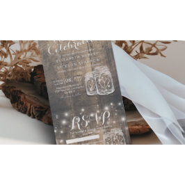 Mason Jars String Luz Rustic Wood Weding RSVP