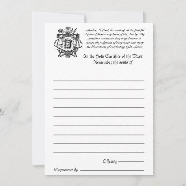 Massa Católica Todas as Almas Lembrança do Morto (Frente)