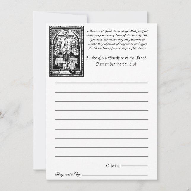 Massa Católica Todas as Almas Lembrança do Morto (Frente)