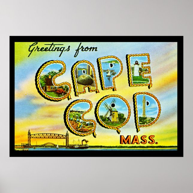 Massa de Cabo Cod Vintage. Art Deco Poster (Frente)