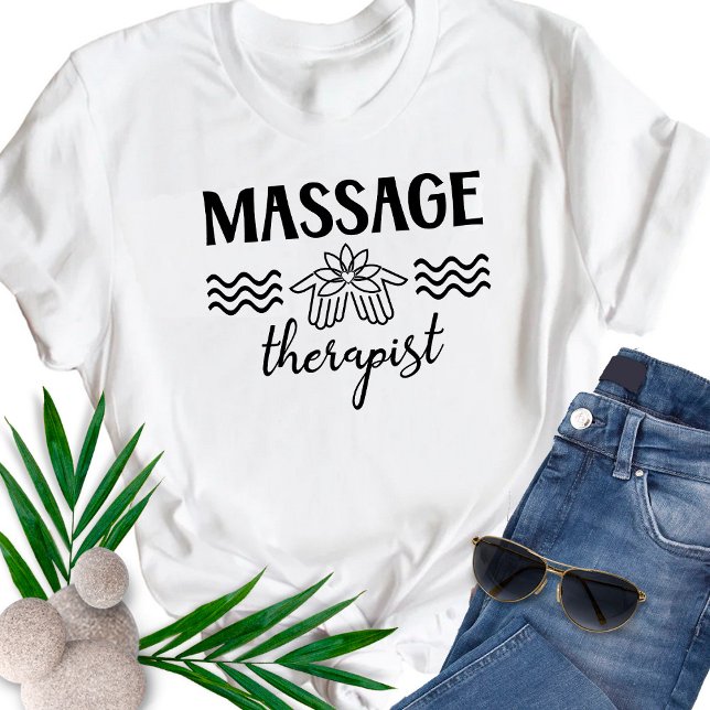 Massage Therapist Salon Clinic Lotus Mãos T-Shirt (Criador carregado)
