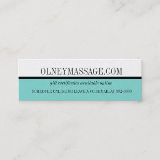 massagem azul e cartão de contato spa
