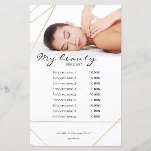 Massagem Salon White Background & Lines Price List