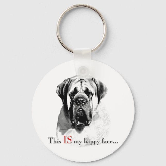 Mastiff Happy Face Chaveiro (Frente)