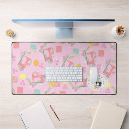 Mat De Mesa Rosa Com Máquina De Costura