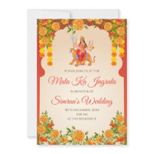 Mata ka Jagrata convida convite de puja Chowki