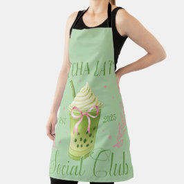 Matcha Latte Social Club Pink and Sage Green Apron