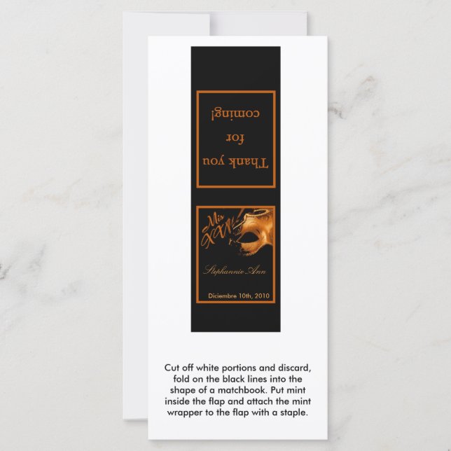 Matchbooks Mis XV Laranja Preto (Frente)