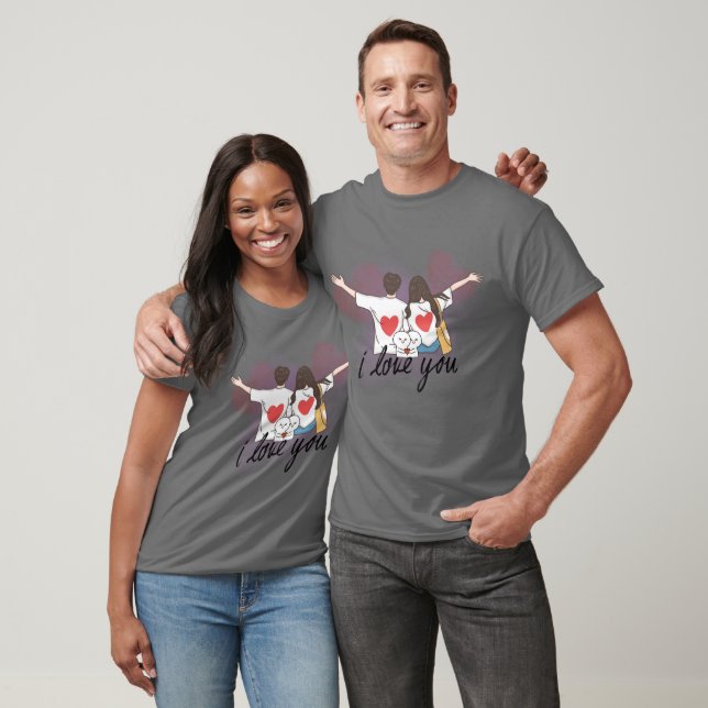 Matching Couple T-Shirts – I Love You Design (Unissex)
