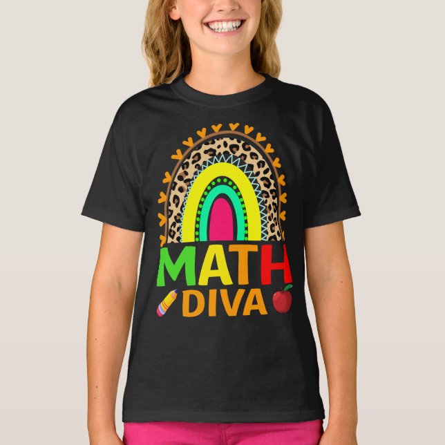 Matemática Diva Rainbow Leopardo De Volta À Camisa (Frente)