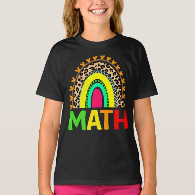 Matemática Rainbow Leopardo De Volta À Camisa De T (Frente)