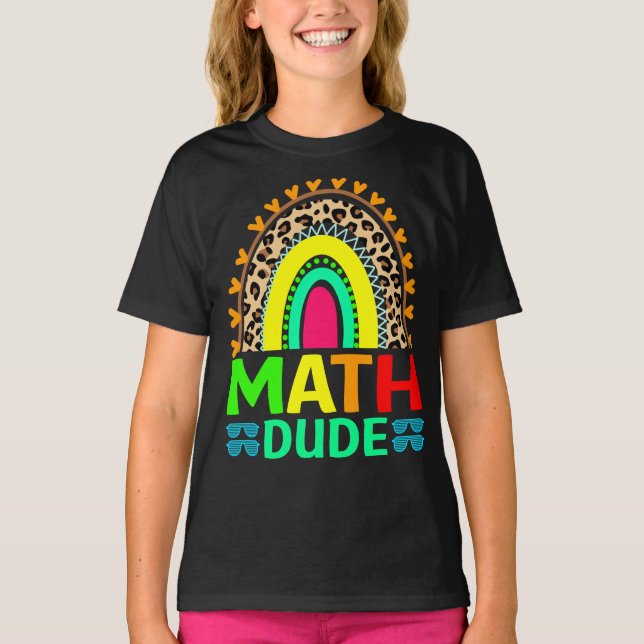 Matemático Cara Rainbow Leopardo De Volta À Camisa (Frente)