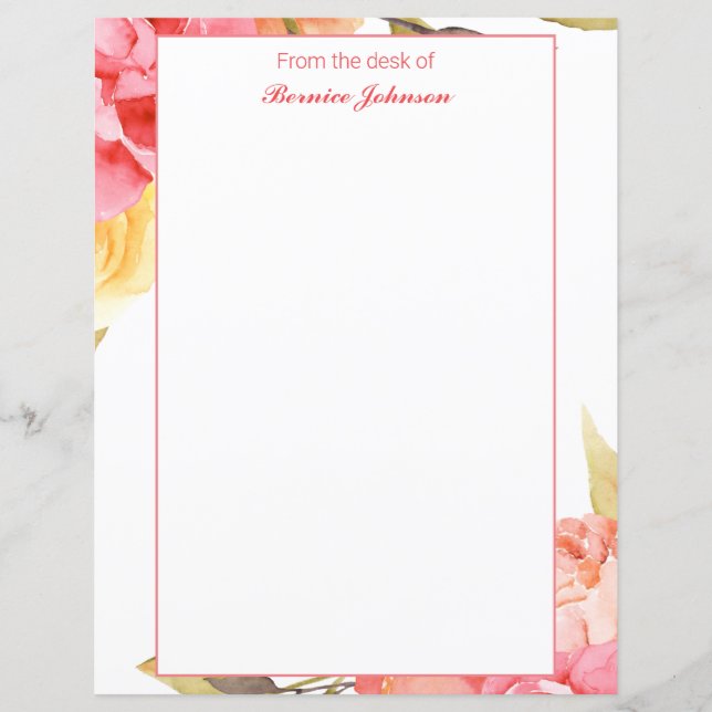 Material de carta com moldagem botânica por aquare (Frente)