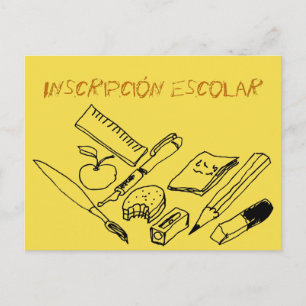 Material de Ensino no Convite de Inscrição Escolar