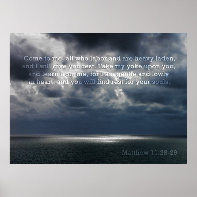 Mateus 11:28-29 Poster (Frente)