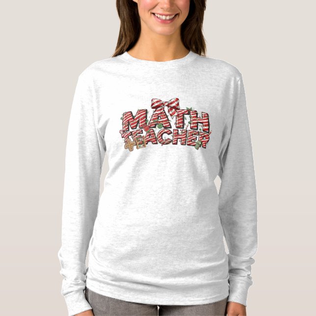 Math Teacher Christmas Long Sleeve T-Shirt  (Frente)