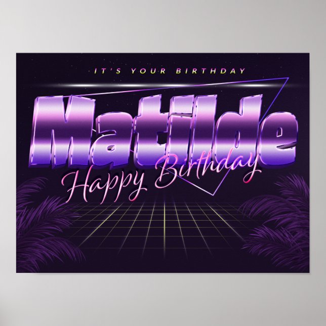 Matilde Name Vorname lila retro Poster Geburtstag (Frente)