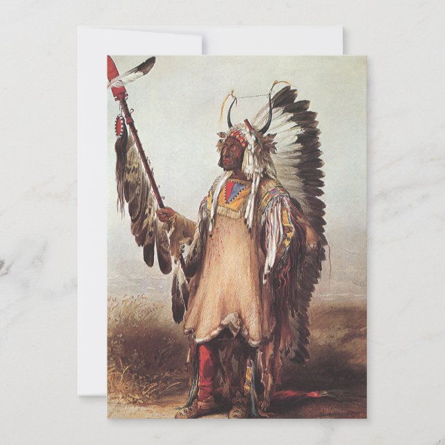 Mato-Tope, Retrato Chefe Mandan de Karl Bodmer (Frente)