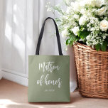 Matriz de Honra Sage Green Casamento Tote Bag<br><div class="desc">Matão de Honra Tote Bag em Sage Green e White para Casamento,  Festa Bridal,  Chá de panela,  Festa de solteira. Veja mais produtos com este design na coleção abaixo.</div>
