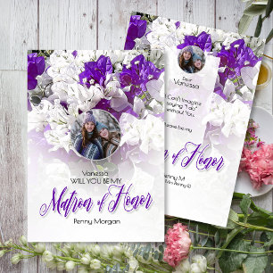 Matron de Honor Purple White Weding Convite