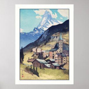 Matterhorn, impressão da arte do vintage da suiç
