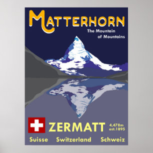 Matterhorn, Zermatt, suiça, poster do esqui