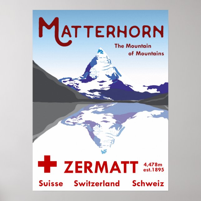 Matterhorn, Zermatt, Suiça, Ski Poster (Frente)